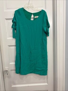 Material Girl Teal Green Mini Dress with Tie Sleeve Detail